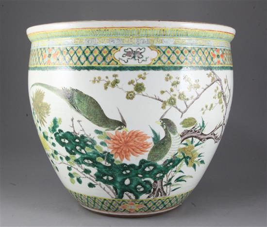 A large Chinese famille rose jardiniere, late 19th century, height 35cm diameter 42cm